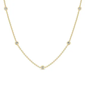 14K 5 Floating Diamond Station Necklace