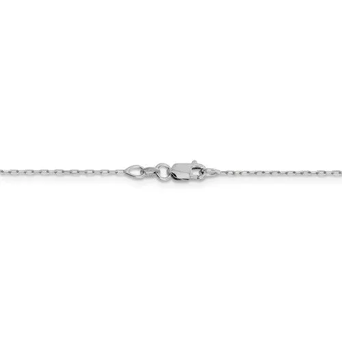 14K White Gold .95 mm Long Open Cable Link Chain Available Sizes 16-20