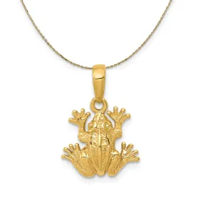 14k Yellow Gold 2D Frog Necklace