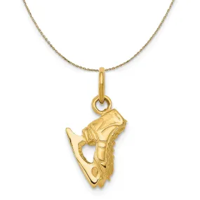 14k Yellow Gold 3D Pair of Ice Skates Necklace