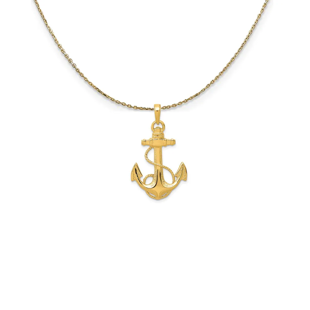 14k Yellow Gold Admiralty Anchor with Rope Necklace