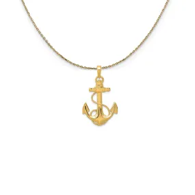 14k Yellow Gold Admiralty Anchor with Rope Necklace