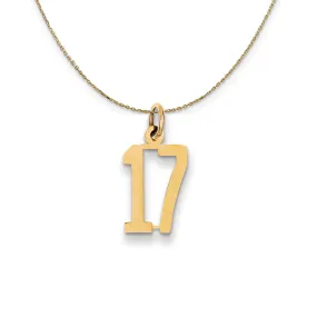 14k Yellow Gold, Alumni Small Elongated Number 17 Necklace