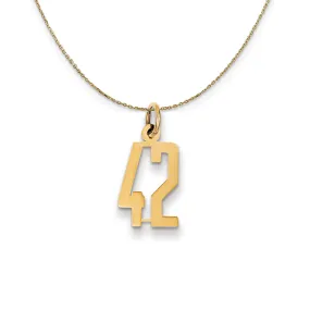 14k Yellow Gold, Alumni Small Elongated Number 42 Necklace