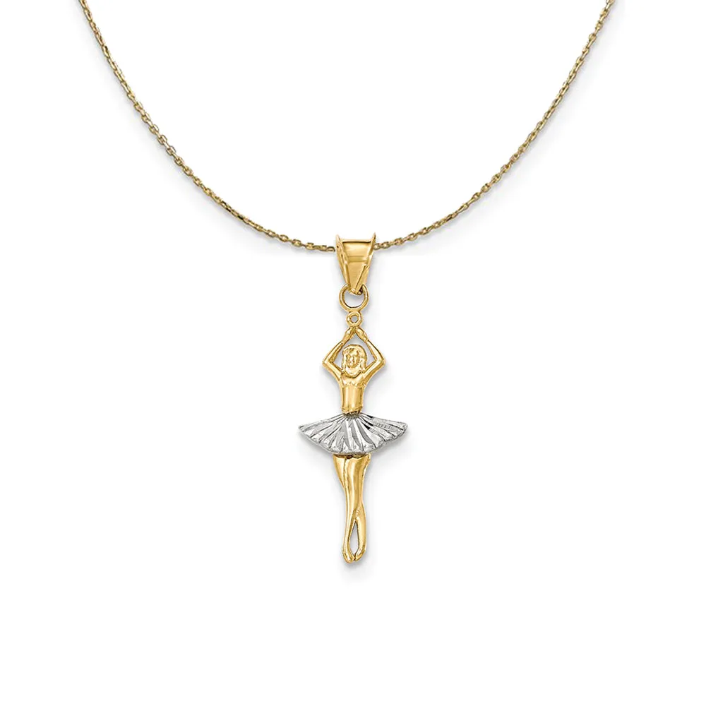 14k Yellow Gold and Rhodium Moveable Dancer (33mm) Necklace