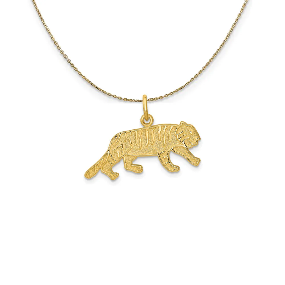 14k Yellow Gold Flat Textured Tiger Necklace