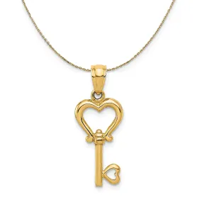 14k Yellow Gold Heart Key (9mm) Necklace