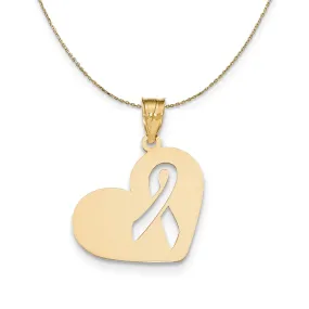 14k Yellow Gold Heart with Awareness (22mm) Necklace