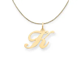 14k Yellow Gold LG Fancy Script Initial K Necklace