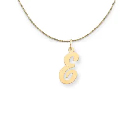 14k Yellow Gold Medium Script Initial E Necklace