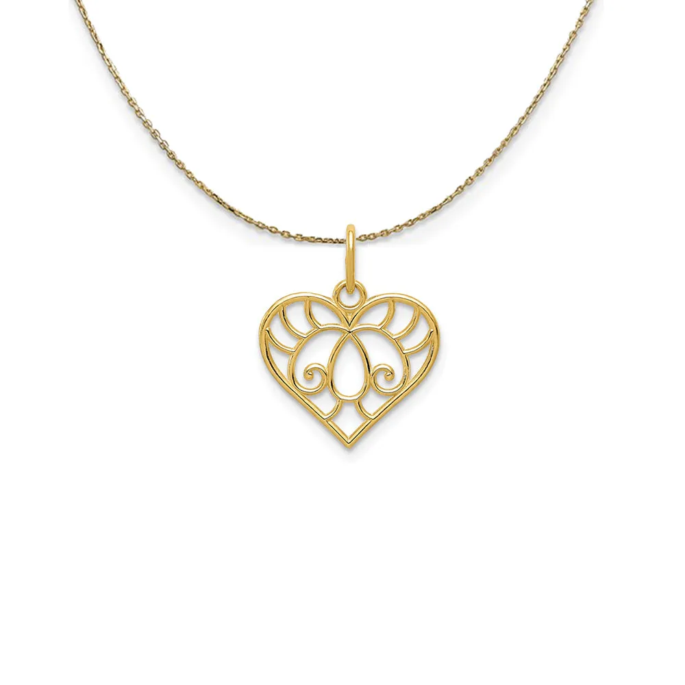 14k Yellow Gold Ornate Heart Necklace