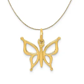 14k Yellow Gold Polished Butterfly (15mm) Necklace