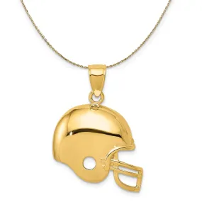 14k Yellow Gold Polished Football Helmet Necklace