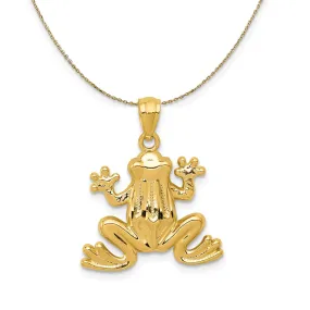 14k Yellow Gold Polished Frog Necklace