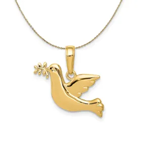 14k Yellow Gold Polished Peace Dove Necklace