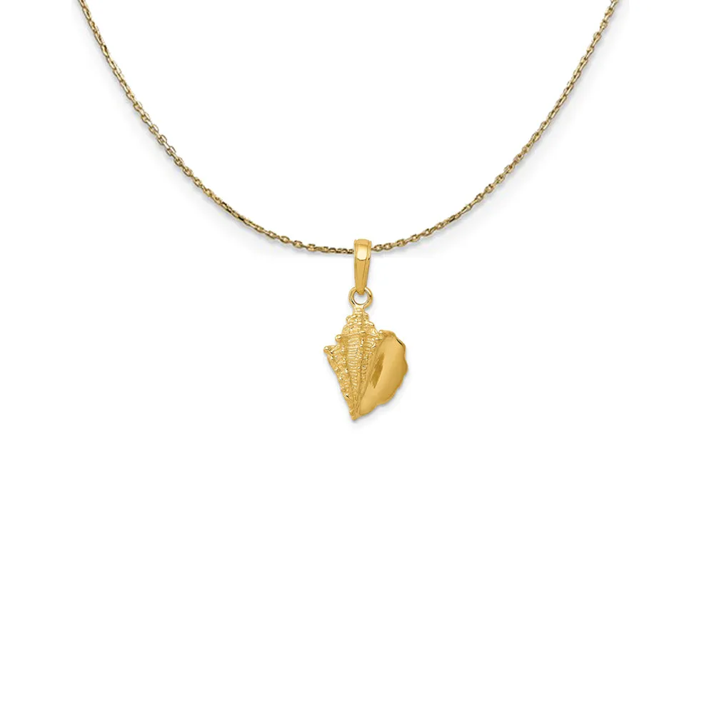 14k Yellow Gold Polished Textured Conch Shell Necklace