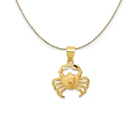 14k Yellow Gold Satin & Diamond-Cut Crab Necklace