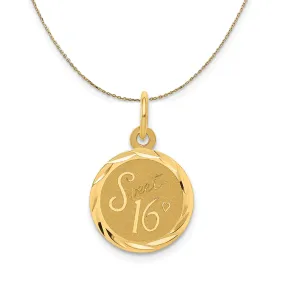 14k Yellow Gold Sweet 16 Disc Necklace