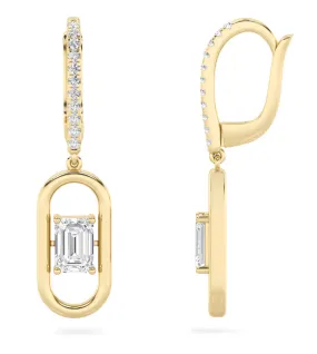 14kt Gold 1.20 CTW Emerald Cut Lab Diamond Dangle Earring
