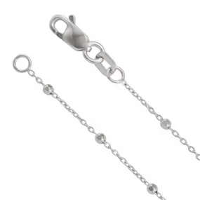 1.7mm 14K White Gold Beaded Cable Chain Necklace