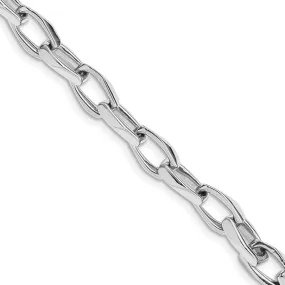 6.75mm 14K White Gold Solid Fancy Cable Chain Bracelet, 8 Inch