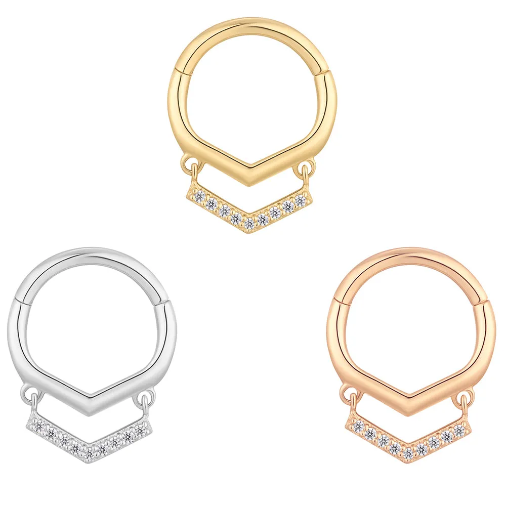 Ain't No Disco Hinge Ring / Clicker in Gold with CZ's