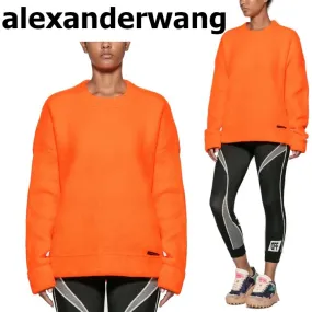 Alexander Wang  |Crew Neck Unisex Rib Long Sleeves Plain Oversized Logo