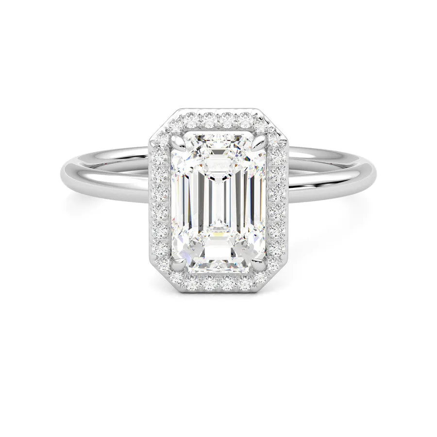 Anillo Coeur Halo Diamante y Oro Blanco 18k