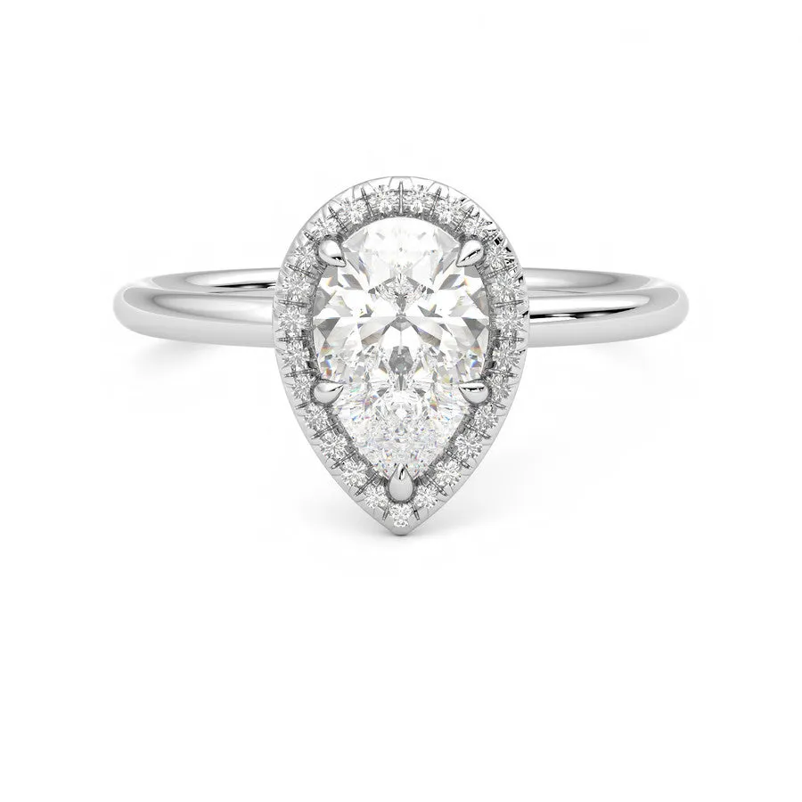 Anillo Coeur Halo Diamante y Oro Blanco 18k
