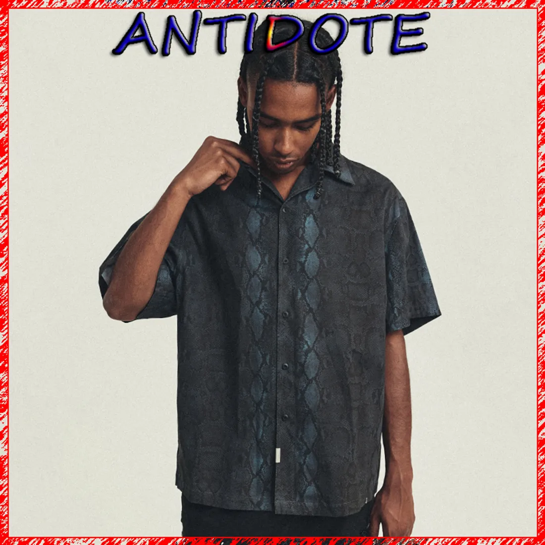 ANTIDOTE  |Street Style Cotton Short Sleeves Python Oversized Shirts