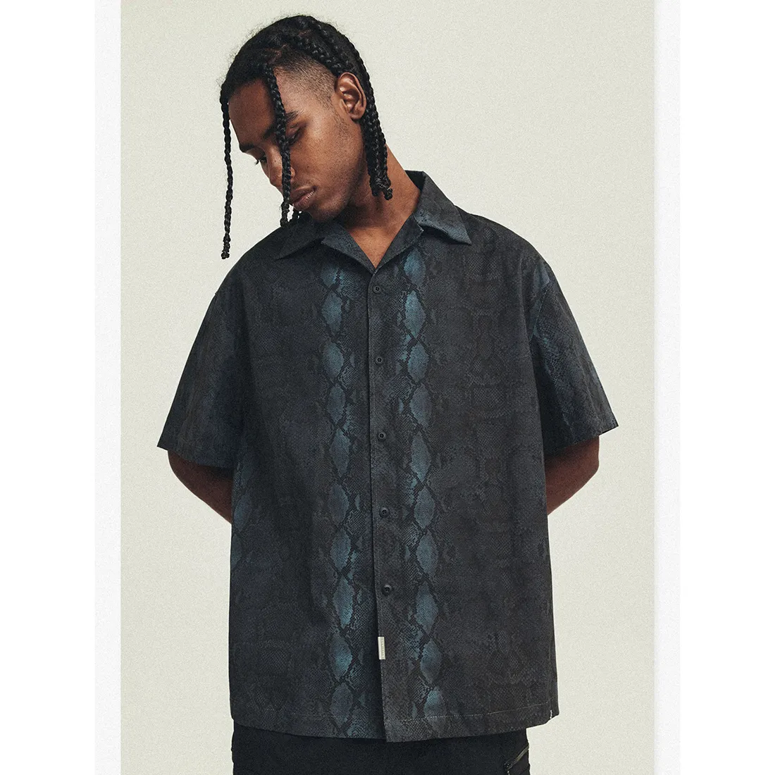 ANTIDOTE  |Street Style Cotton Short Sleeves Python Oversized Shirts