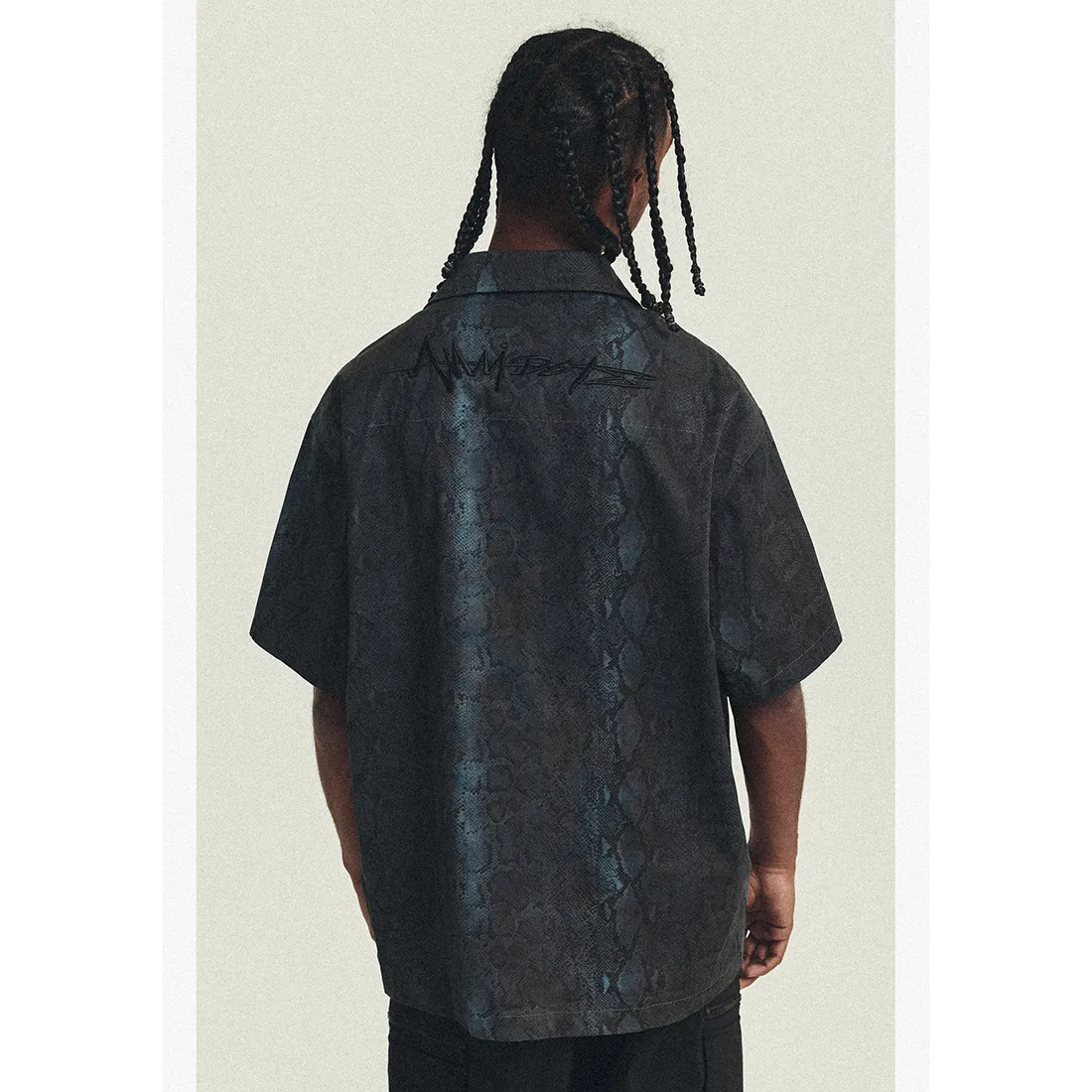 ANTIDOTE  |Street Style Cotton Short Sleeves Python Oversized Shirts