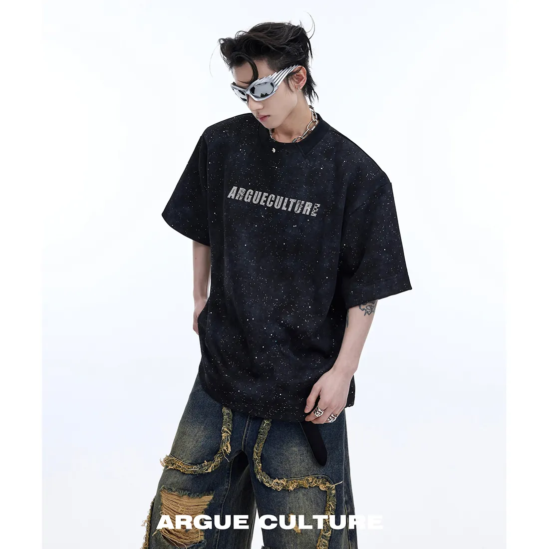 Argue Culture  |Crew Neck Unisex Blended Fabrics Street Style Cotton