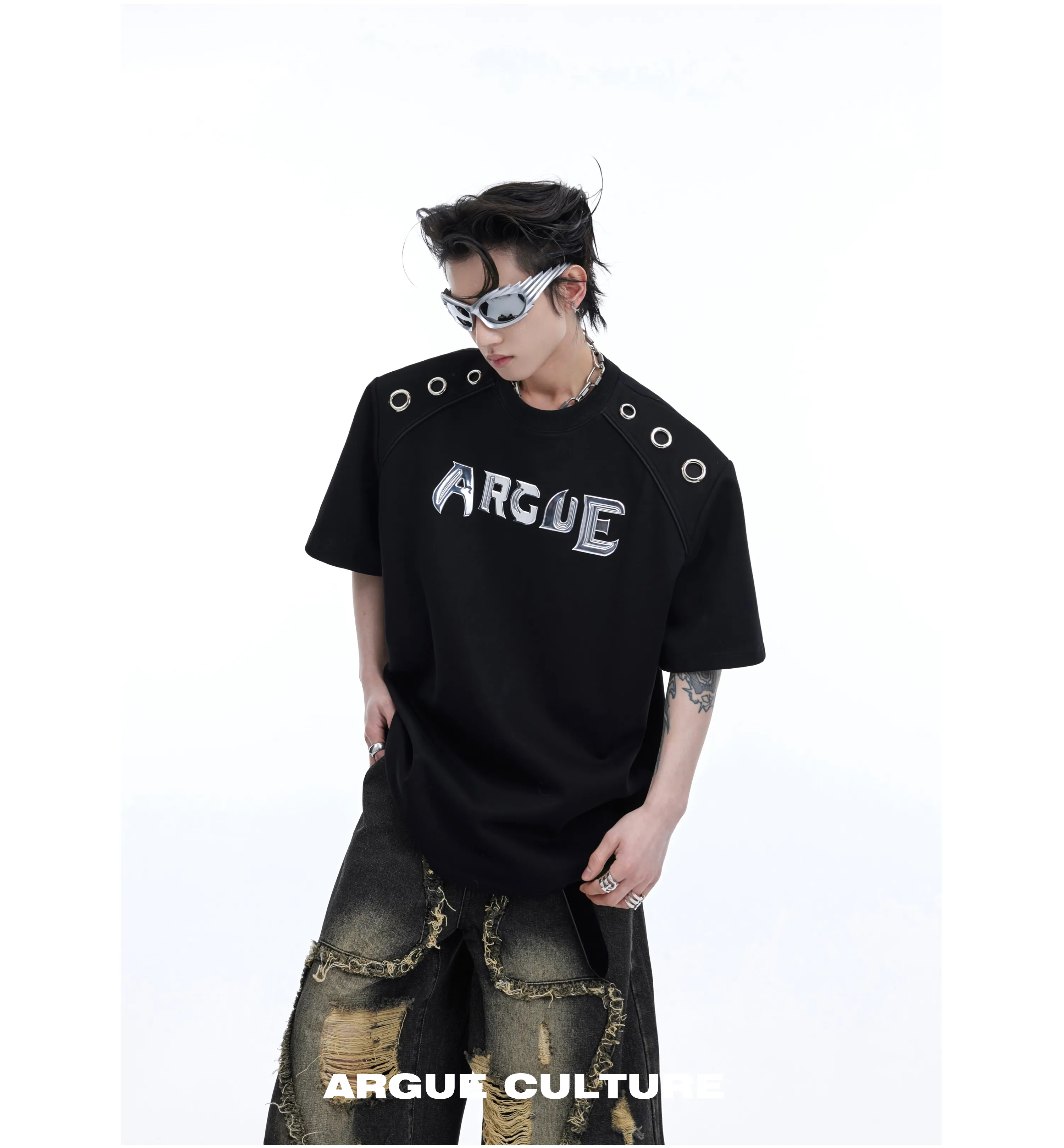 Argue Culture  |Crew Neck Unisex Street Style Short Sleeves Oversized Logo