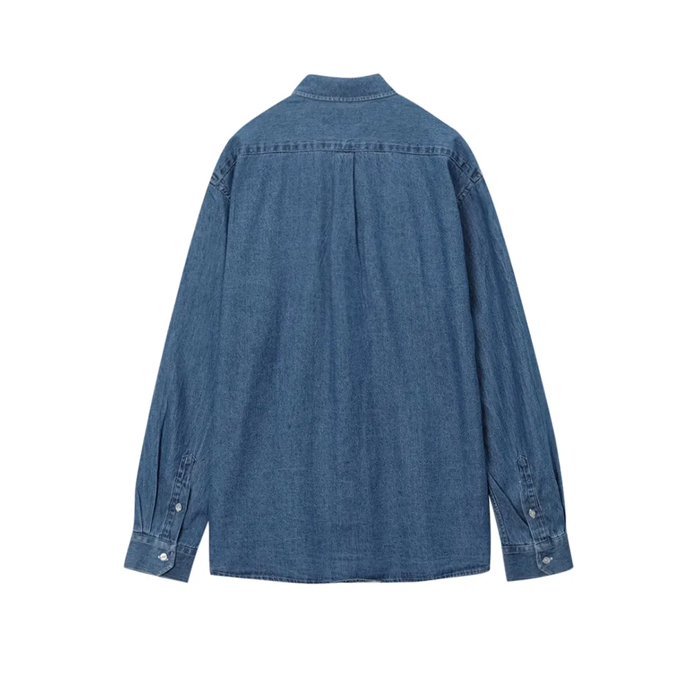 ASCLO  |Unisex Denim Street Style Long Sleeves Cotton Oversized