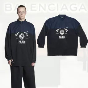 BALENCIAGA  |Unisex Street Style Bi-color Long Sleeves Plain Cotton