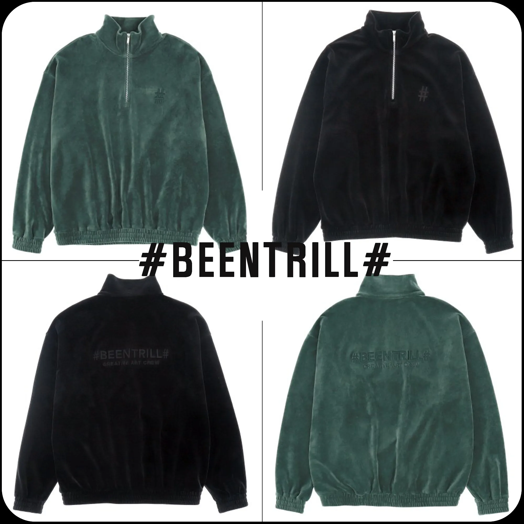 BEEN TRILL  |[BEENTRILL]★VELOA OVERFIT HALF ZIP UP SWEATSHIRT