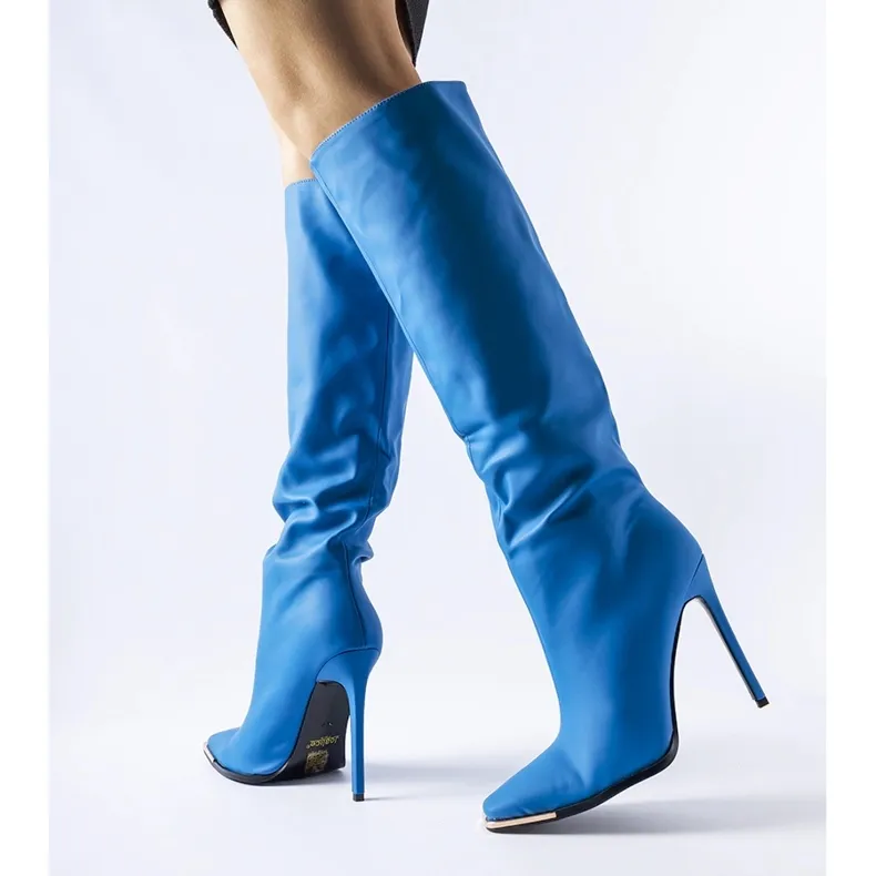 Blue Conjunto high-heeled boots