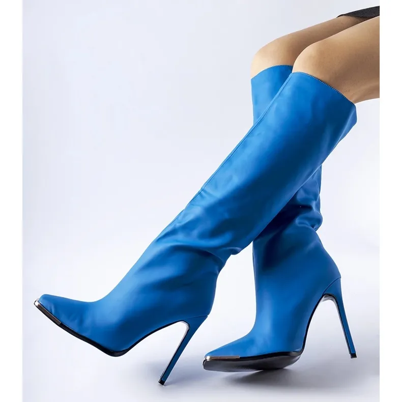 Blue Conjunto high-heeled boots