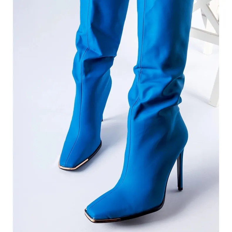 Blue Conjunto high-heeled boots