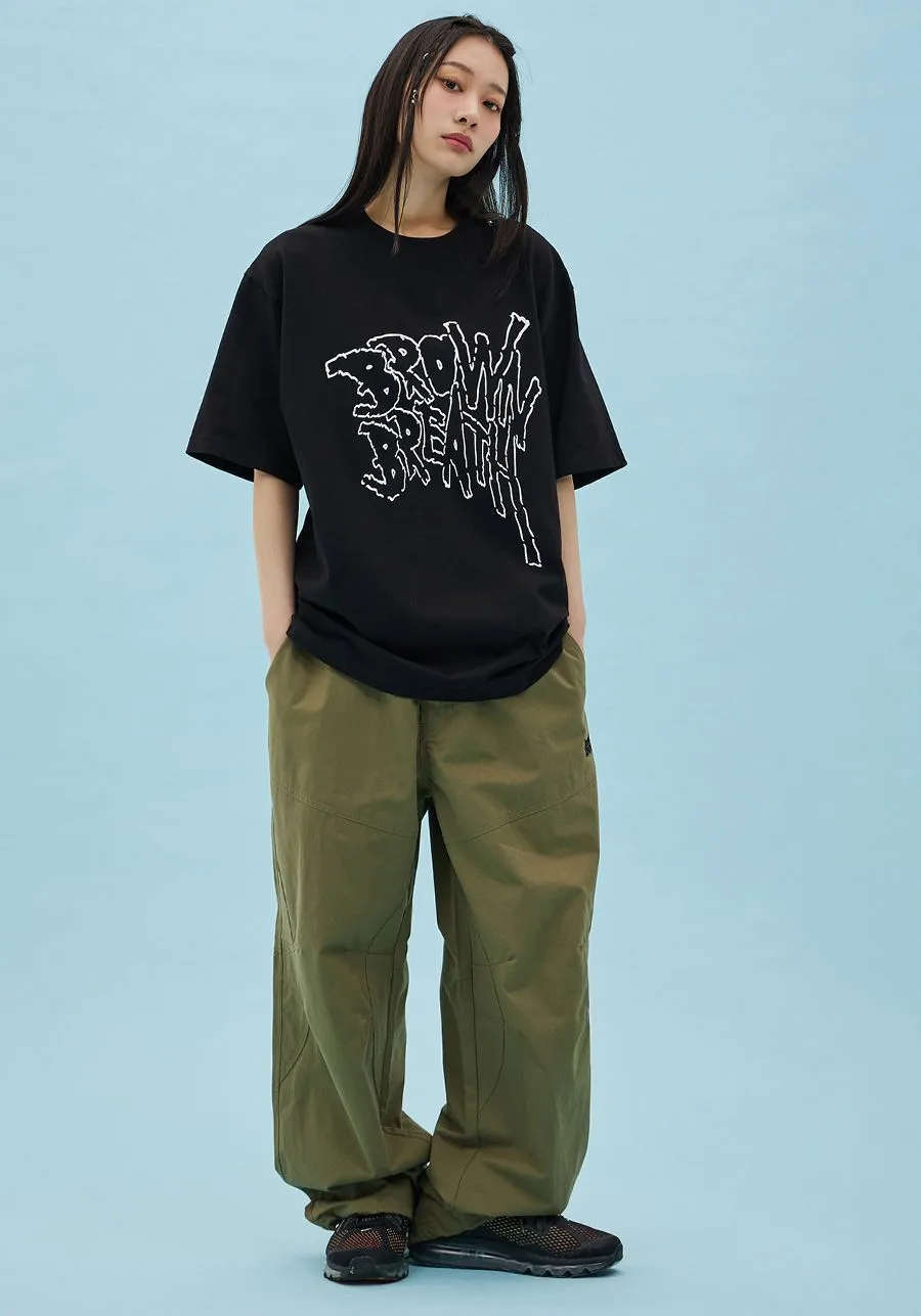 BROWNBREATH  |Unisex Street Style Short Sleeves Oversized Logo T-Shirts