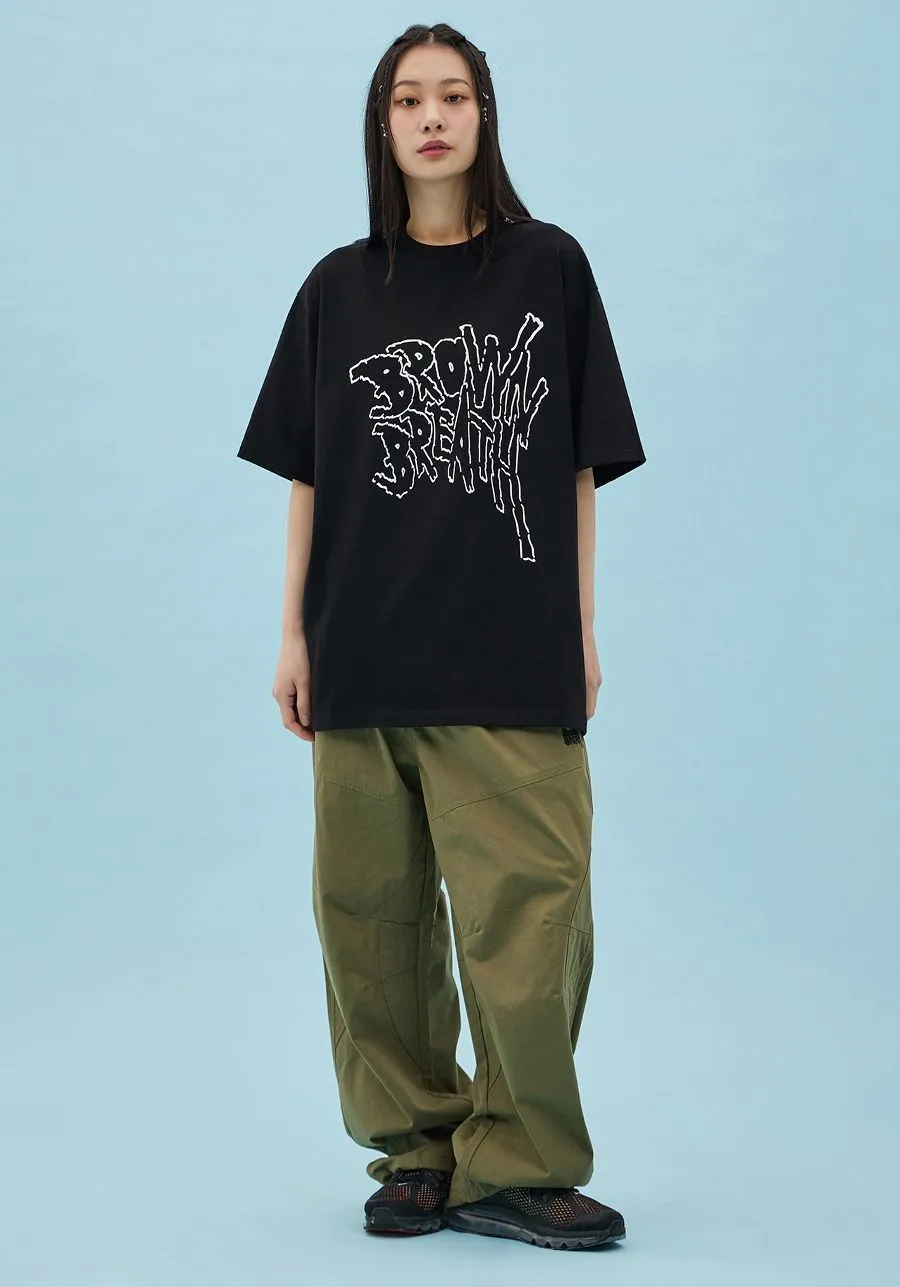 BROWNBREATH  |Unisex Street Style Short Sleeves Oversized Logo T-Shirts