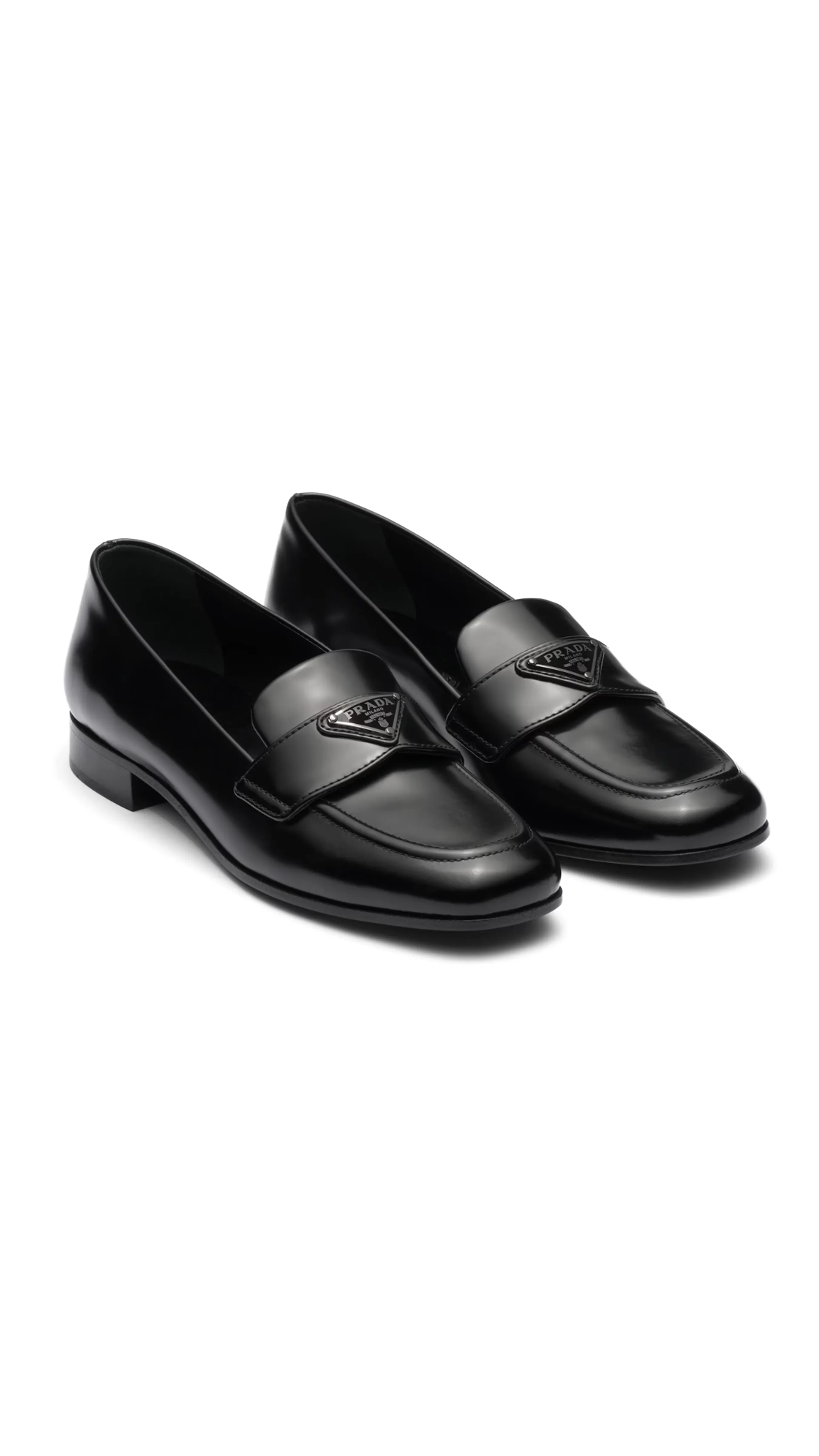 Brushed Leather Loafers - Black