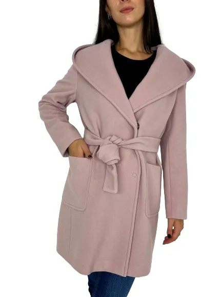 CAPPOTTO DONNA ROSA CON CAPPUCCIO