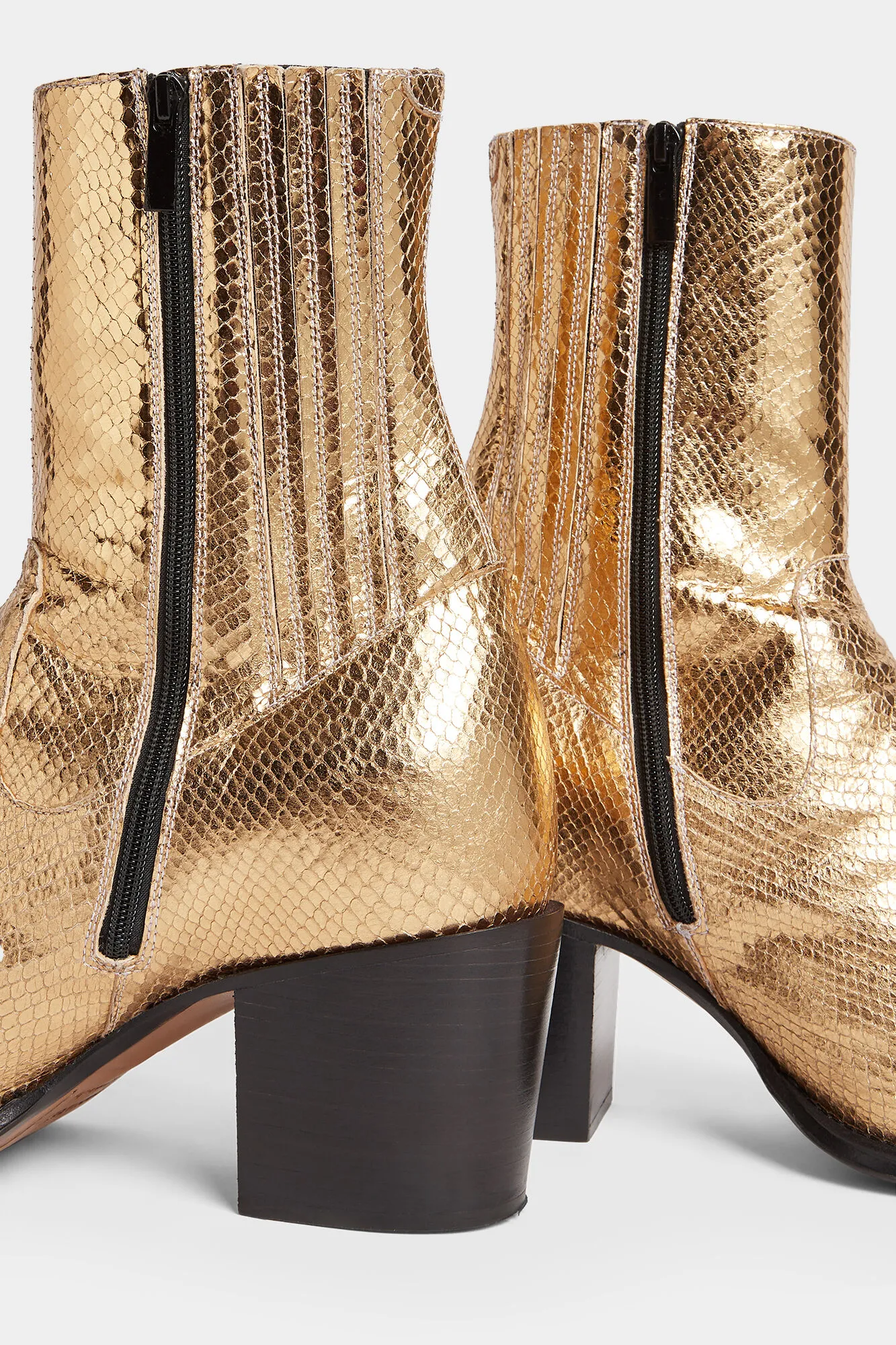 City Nights Gold Heeled Boots