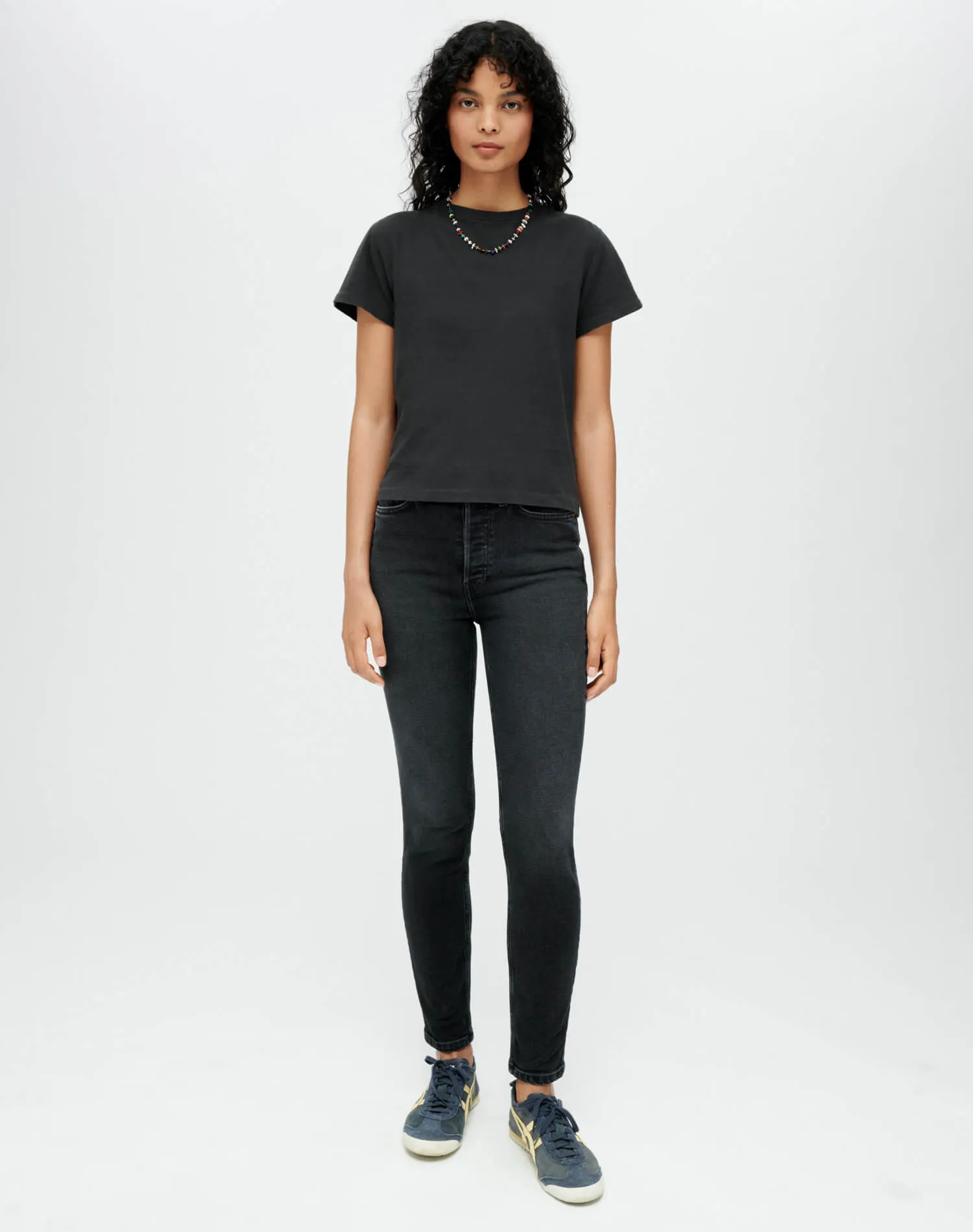 Comfort Stretch High Rise Ankle Crop - Washed Noir