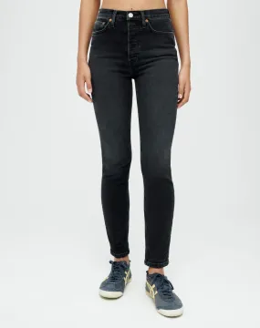 Comfort Stretch High Rise Ankle Crop - Washed Noir