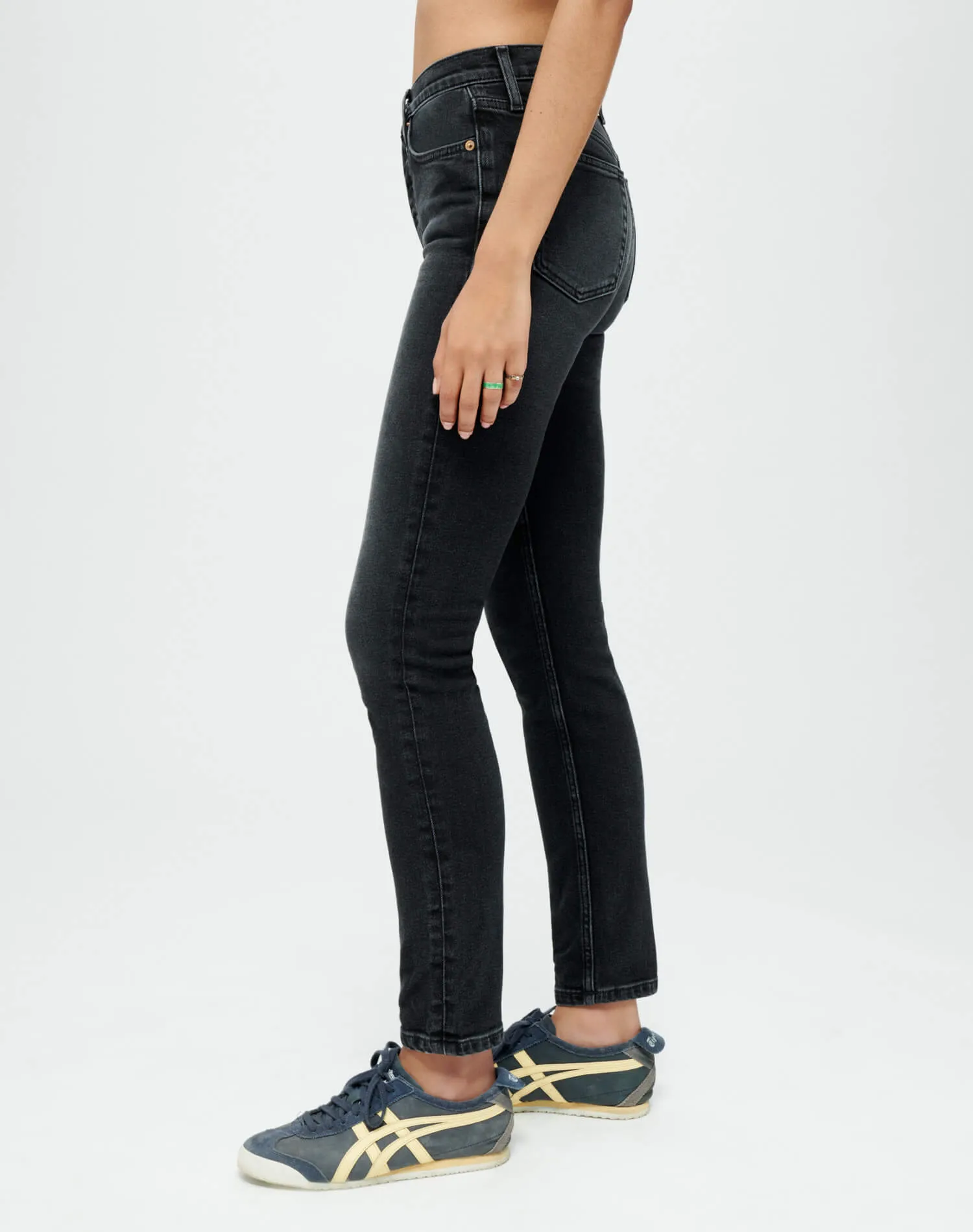 Comfort Stretch High Rise Ankle Crop - Washed Noir