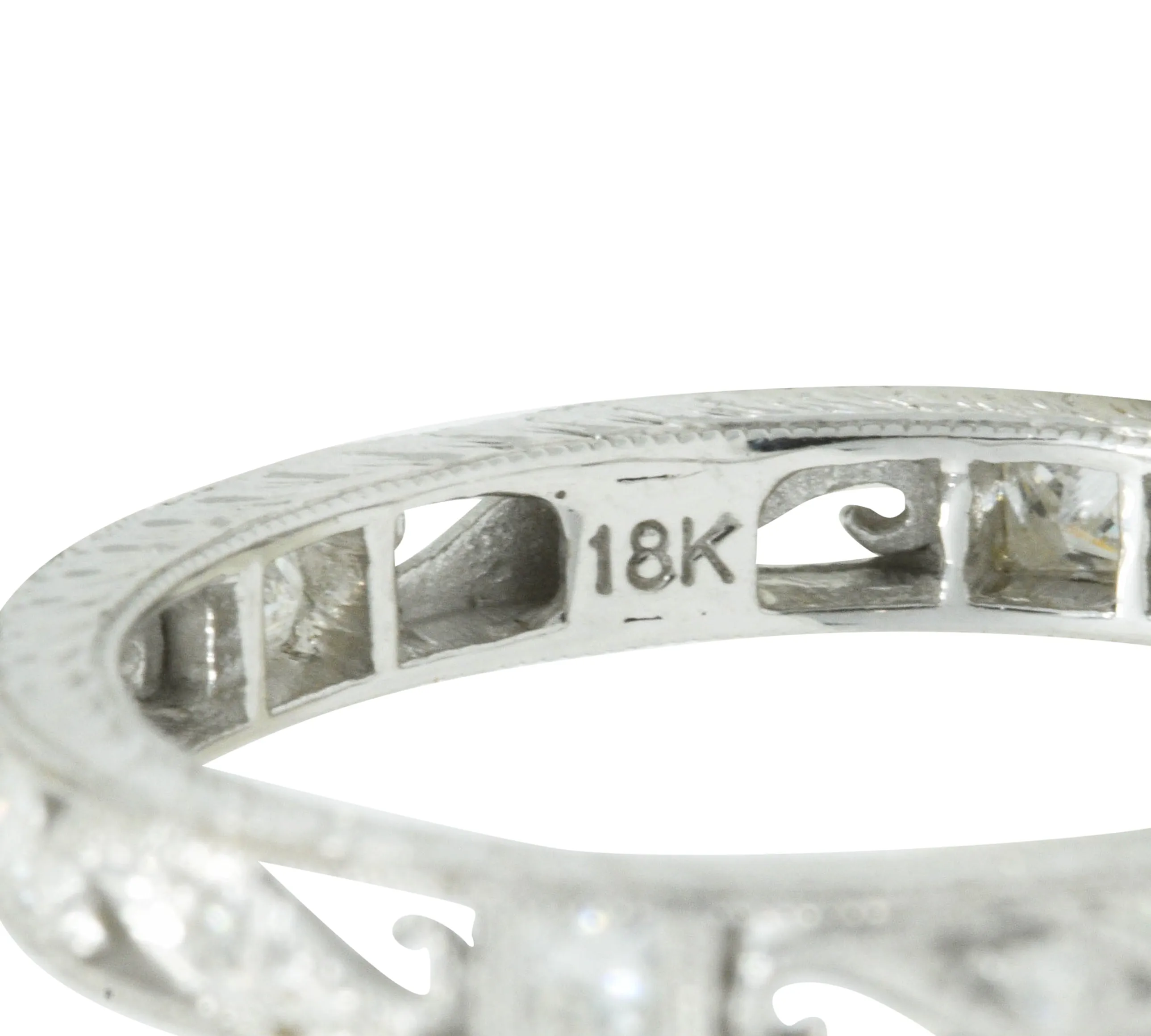 Contemporary 0.45 CTW Diamond 18 Karat White Gold Eternity Band Ring