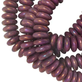Czech Glass Beads, Spacer Disc 6mm, Purple Opaque, Rainbow Luster Finish, by Raven's Journey (1 Strand)